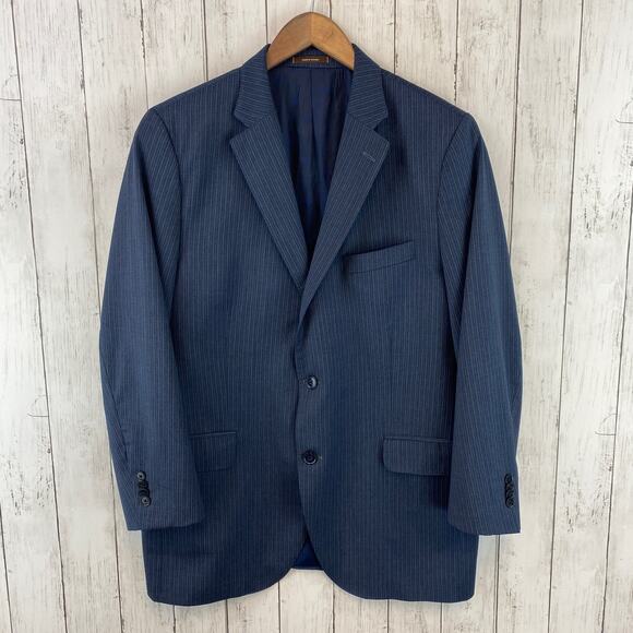 Peter Millar Blue Stripe 100% Wool 3-Button Classic Sport Coat Blazer Size 42 - Picture 1 of 15